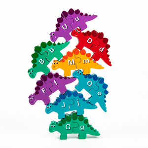 Diy Dinosaurs <strong>Patterns</strong> Jigsaw Puzzle Balance <strong>Building</strong> <strong>Block</strong> 26 Alphabet Matching Game Educational Toy - Product Image 3