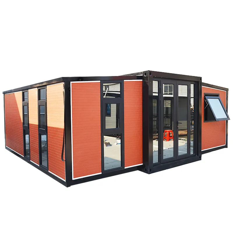 Casa modular dobrável de aço galvanizado personalizada para exterior, com banheiro, recipiente expansível dobrável de 20 pés e 40 pés