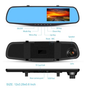 Dual Lens Rearview Mirror Car DVR Camera 4.3 Inch Driving Recorder HD Night Vision 1080P 170 Degree Wide Angle Dashboard Cam - Product Image 2