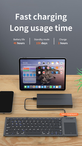 Teclado inalámbrico recargable negro fácil de llevar, teclado inalámbrico Bluetooth plegable Triple para Macbook Tablet, ordenador, teléfono - Product Image 6