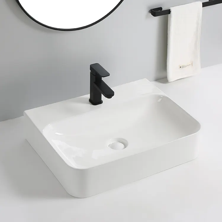 Di alta qualità di lusso lavabo in porcellana cina moderna wc arte lavaggio a mano rettangolare lavandino del bagno della parete appeso montato lavabo in ceramica