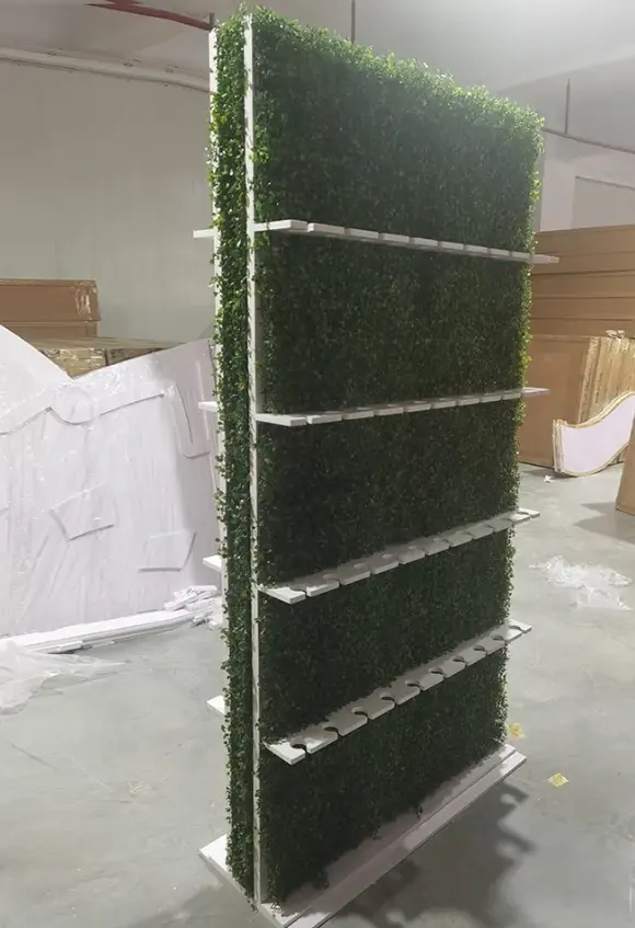 Double panel green plants champagne wall wedding display white acrylic champagne wall