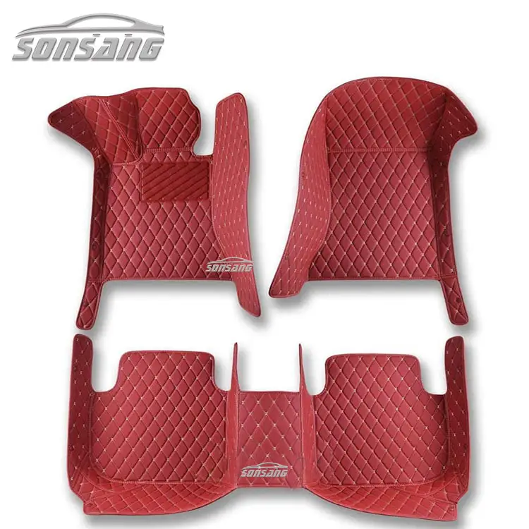 Vente en gros de tapis de sol de voiture de luxe rouge de course ensemble complet tapis imperméable tapis de voiture en diamant