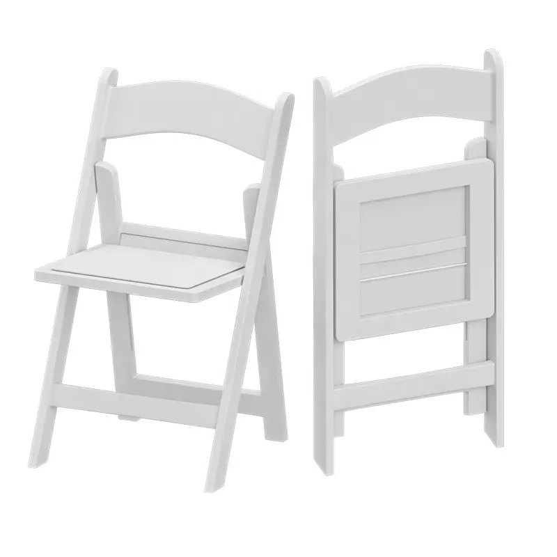 Высококачественные складные стулья из белой смолы Benjia по низкой цене для арендного склада