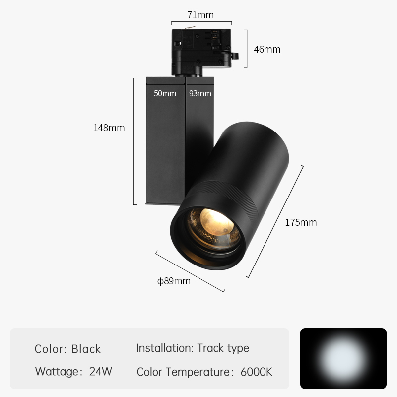 Rail noir-24W-6000K