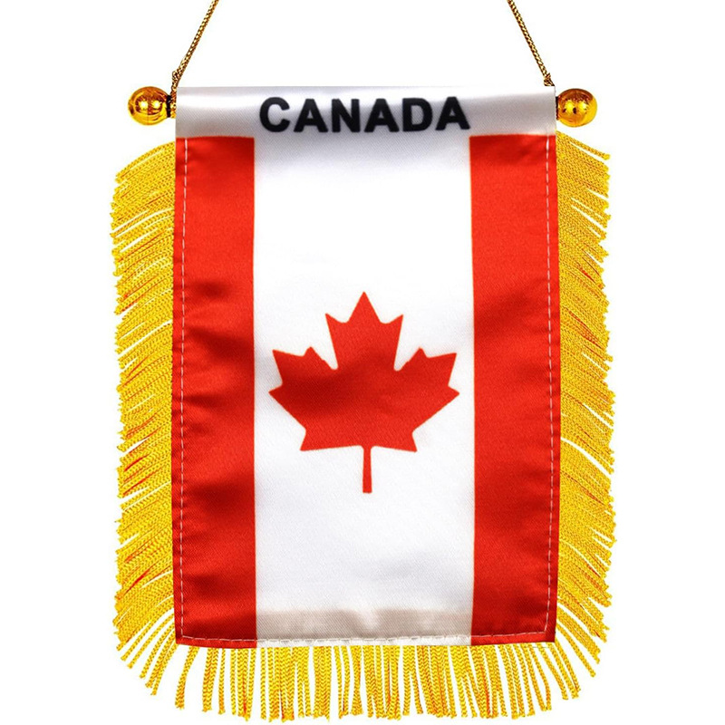 Drapeau véhicule canadien 8x12cm tissu double épaisseur en soie