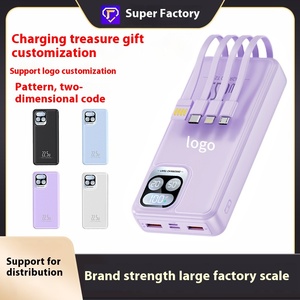 Mini pantalla LED portátil Power Bank PD 20W Cable de carga USB Carga rápida para múltiples dispositivos Fuente solar Entrada Micro USB