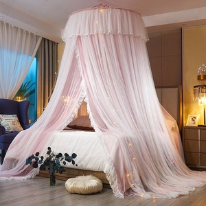 Wholesale Double-layer Ready Nice pink Blue Romantic Royal Princess Lace Hanging Ceiling <strong>Round</strong> Mosquito <strong>Net</strong> bar Curtain Tent - Product Image 6