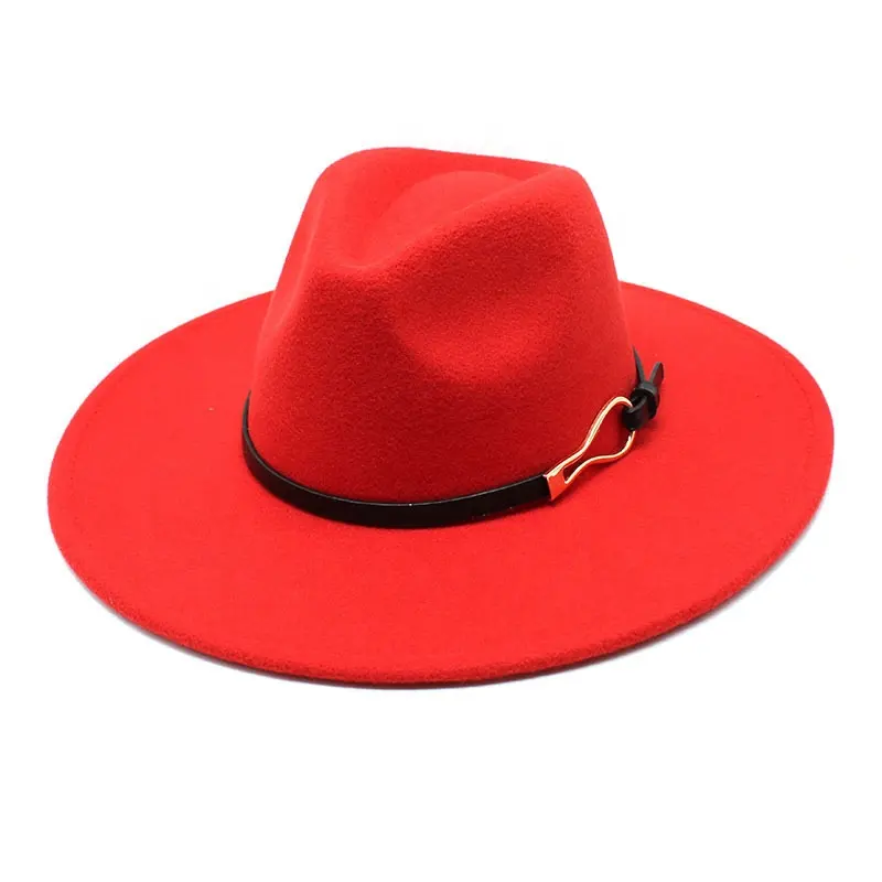 Chapéu tipo fedora de lã, chapéu de aba larga liso para uso diário e adereços para festas