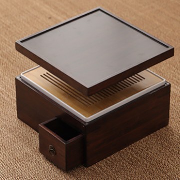 Square tea tray - walnut color