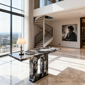 Tùy Chỉnh Hiện Đại Minimalism Sang Trọng Lối Vào Đồ Nội Thất Bằng Đá Cẩm Thạch Lối Vào Bảng Màu Đen Tự Nhiên Bằng Đá Cẩm Thạch Bảng Điều Khiển - Product Image 2