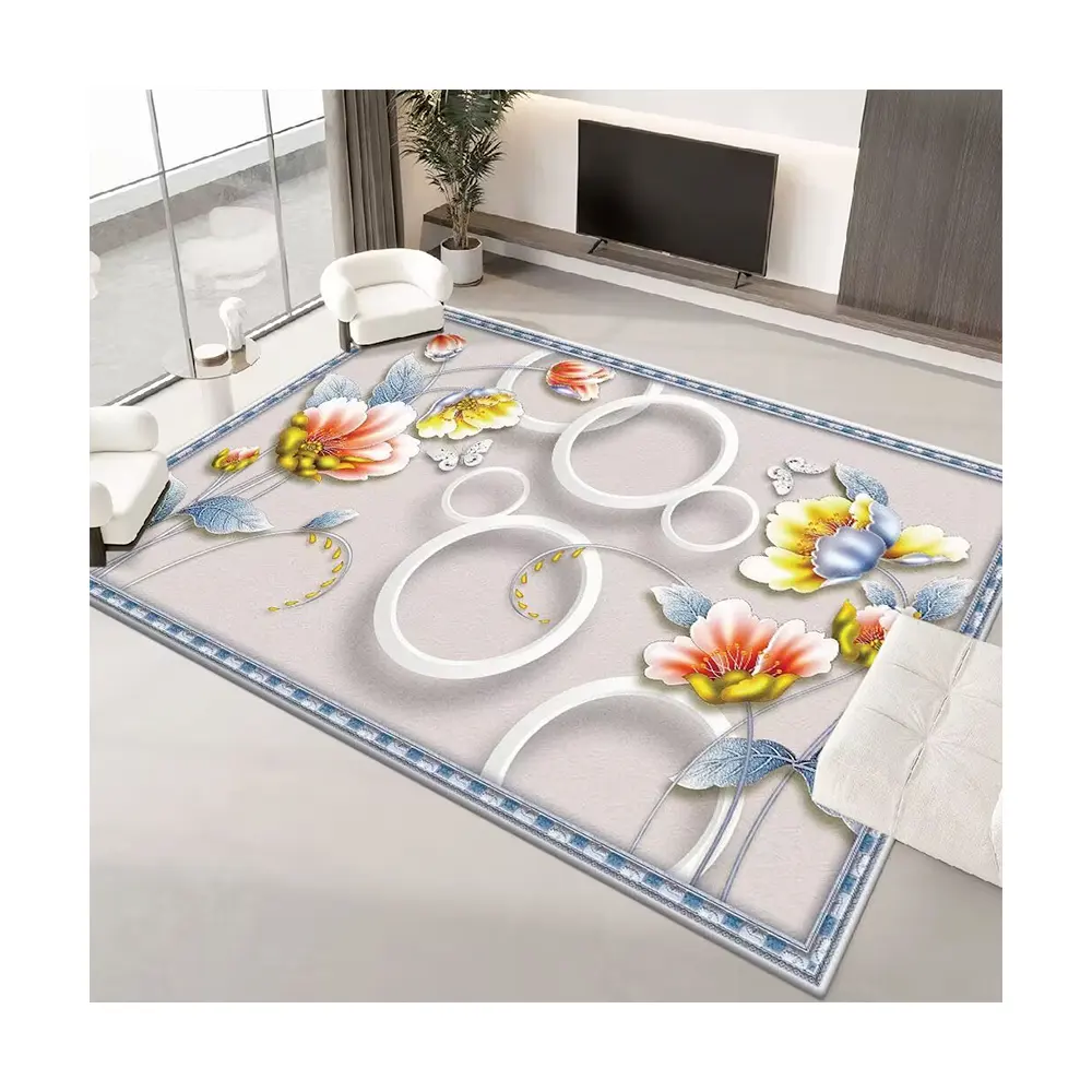 Durable area printed children's carpet fluffy floor protection pad anti slip wear-resistant washable