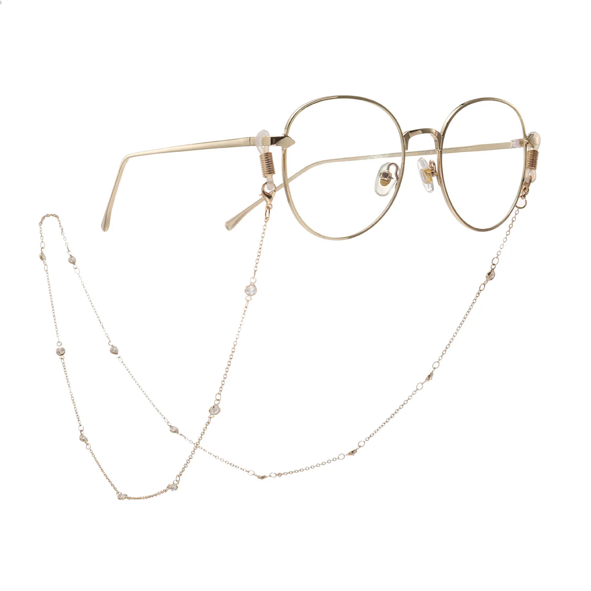 सफेद क्रिस्टल मोती लिंक चेन चश्मा मास्किंग पढ़ने चश्मा डोरी धूप का चश्मा पट्टा कॉर्ड धारक गर्दन बैंड सामान