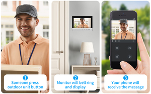 Sistema de intercomunicación inteligente para el hogar, videoportero de 2 vías de 7 pulgadas con wifi, 4 cables, cámara para multi timbre de apartamento - Product Image 3