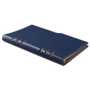 Imitation Leder glattes Finish dunkelblau benutzer definierte geprägt Planer Notizbuch College regierte legale Lose blatt Ring Bindung Notizbuch - Product Image 5
