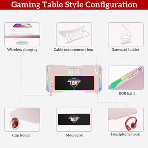 מותאם אישית ורוד סיבי פחמן מירוץ PC rgb שולחן אור מחשב שולחן עבודה גדול מתקפל חינם עבור בית המלון