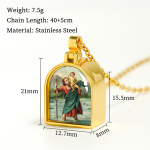 Giveluck cửa hình gawu hộp đồ trang sức tôn giáo hình ảnh "Saint Christopher" Mô hình tùy chỉnh cho bán buôn - Product Image 2
