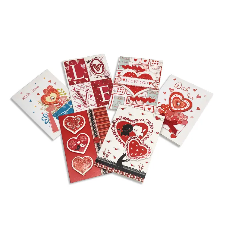 Custom luxury mini greeting cards printing Valentine's Day design handmade wish card blank with envelope