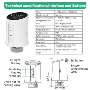 Tuya Smart TRV Thermostat Wifi Heizkörper ventil mit Alexa & Google Programmier barer Thermo regulator zum Heizen der Fernbedienung - Product Image 6