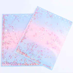Sequin Sao thư mục tập tin PP với hai túi PP vật liệu văn phòng hoặc trường học văn phòng phẩm trong suốt tùy chỉnh thư mục tập tin - Product Image 1