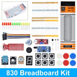 Kit di avviamento per Breadboard Arduino Uno R3 kit di apprendimento semplice di base, rilevamento del livello del suono/acqua/umidità/distanza, controllo LED