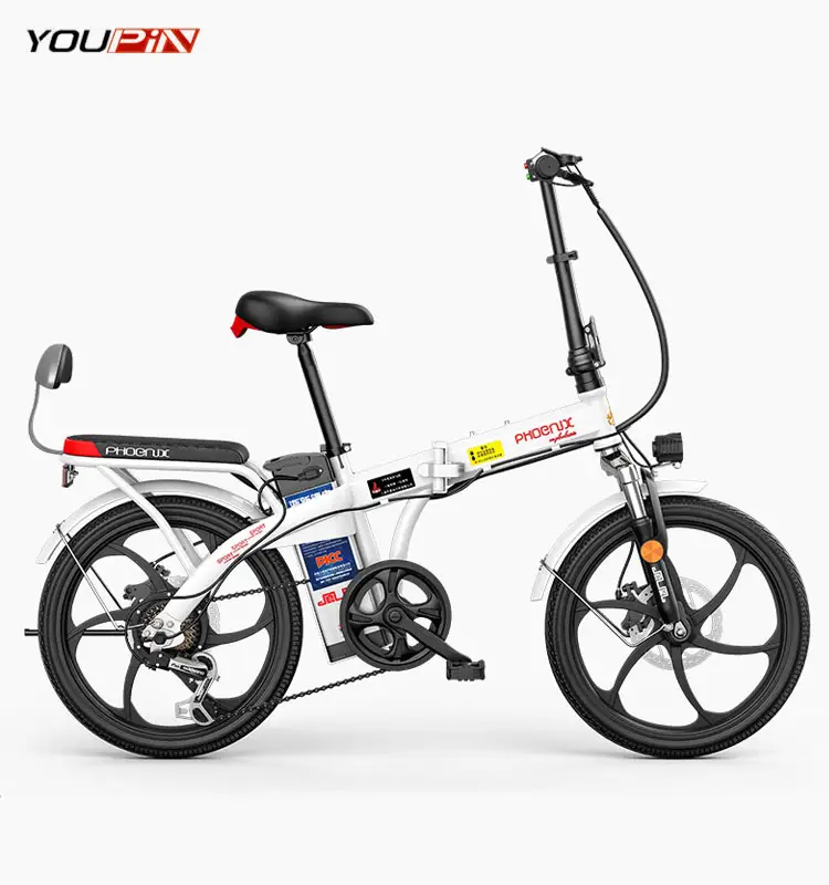 Rueda de aleación de aluminio de 7 velocidades plegable bicicleta eléctrica 48V para adultos de dos ruedas