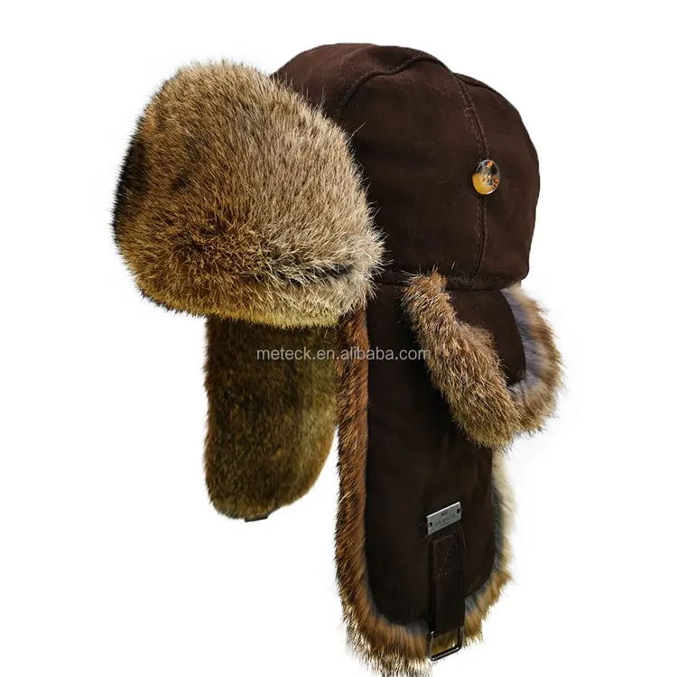 Chapeau Ushanka personnalisé d'hiver en fourrure A222, bonnet aviateur épais et chaud pour le cyclisme, oreillette, bombardier russe, chapeaux pour hommes Outdoor Trooper H