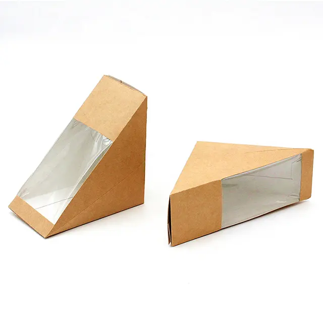 Custom Design Paper Sandwich Box with window Kraft paper Sandwich Box