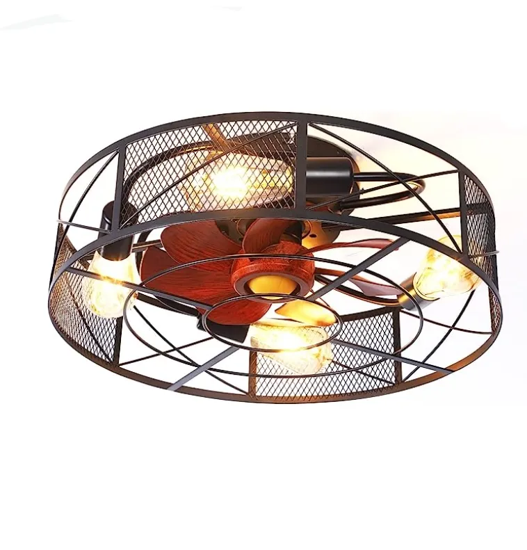 Factory supplier modern minimalist 19 inch 20 watt electric DC cage ceiling fan with light and remote control