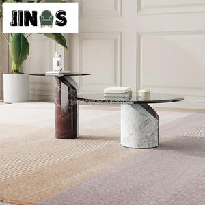 JS mobilya Modern lüks yuvarlak sehpa ile doğa mermer cam üst oturma odası ev dekoratif mobilya için yeni tasarım - Product Image 2