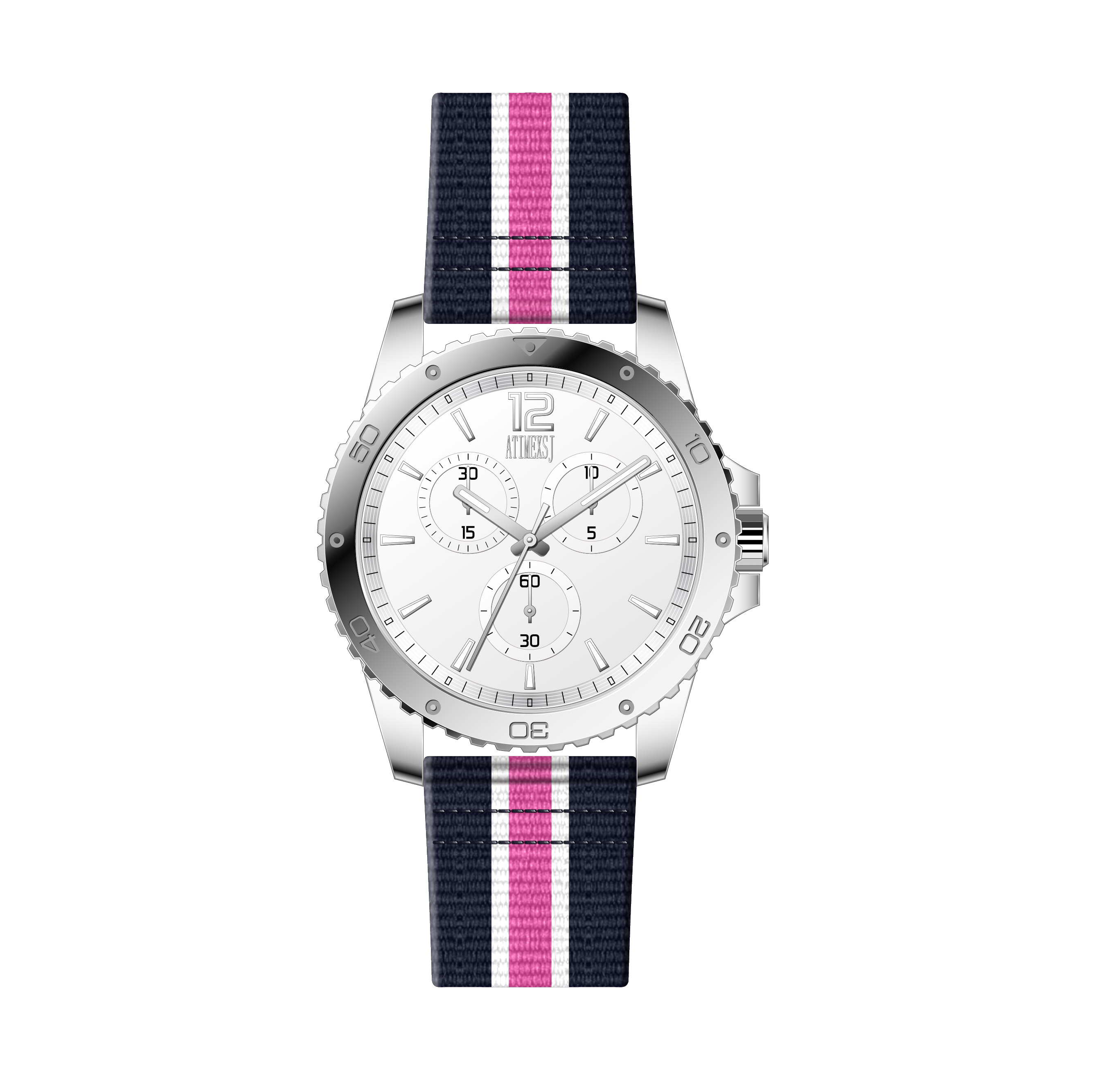 Silver - Navy & Hot Pink