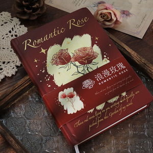 Cute Romantic Rose Flowers Hardcover <strong>Notebook</strong> School Student Thick Planner <strong>Notebook</strong> <strong>with</strong> Line Grid Colored Paper Stationery A6 - Product Image 6