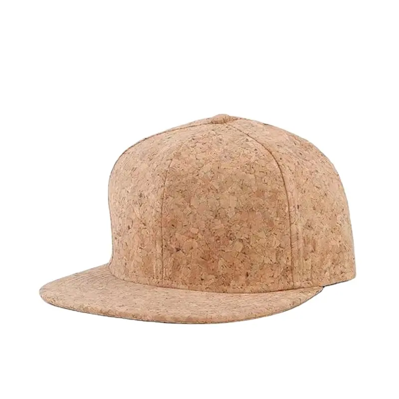 2022 tela en blanco de ala plana corcho de madera al por mayor de los hombres de encargo del Snapback sombreros