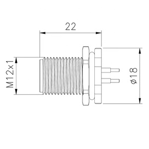 Su geçirmez ip67 düz montaj 4pin sensörü konnektör fişi kablo paneli monte pcb a d kod dişi m12 4 pinli konnektör - Product Image 4