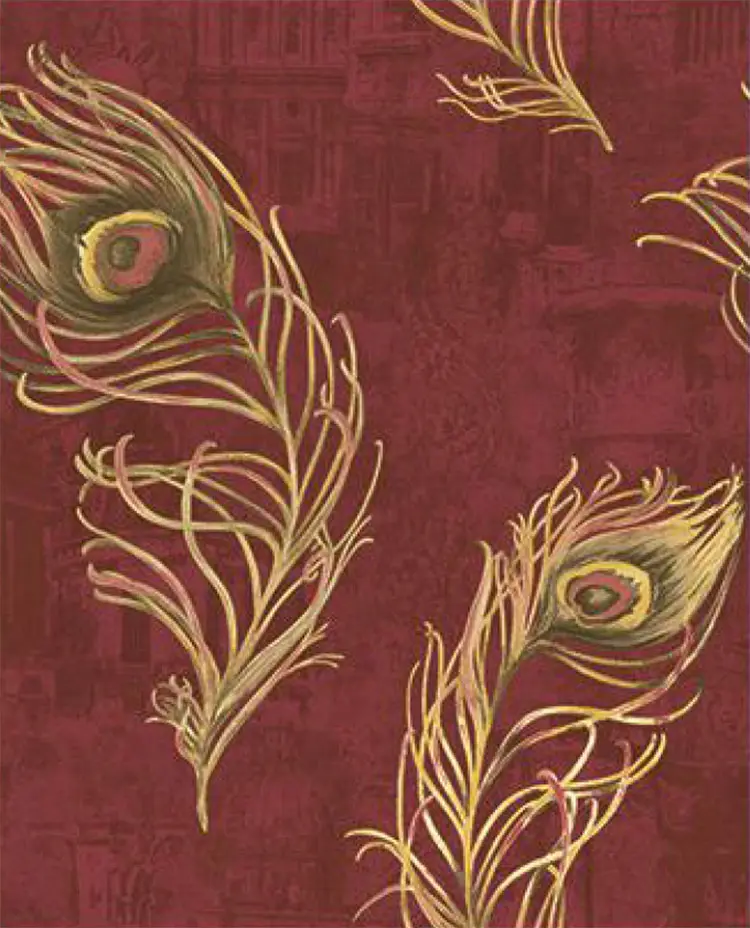 Rotolo di carta da parati in pvc di lusso con rivestimento decorativo in piuma di pavone Phoenix