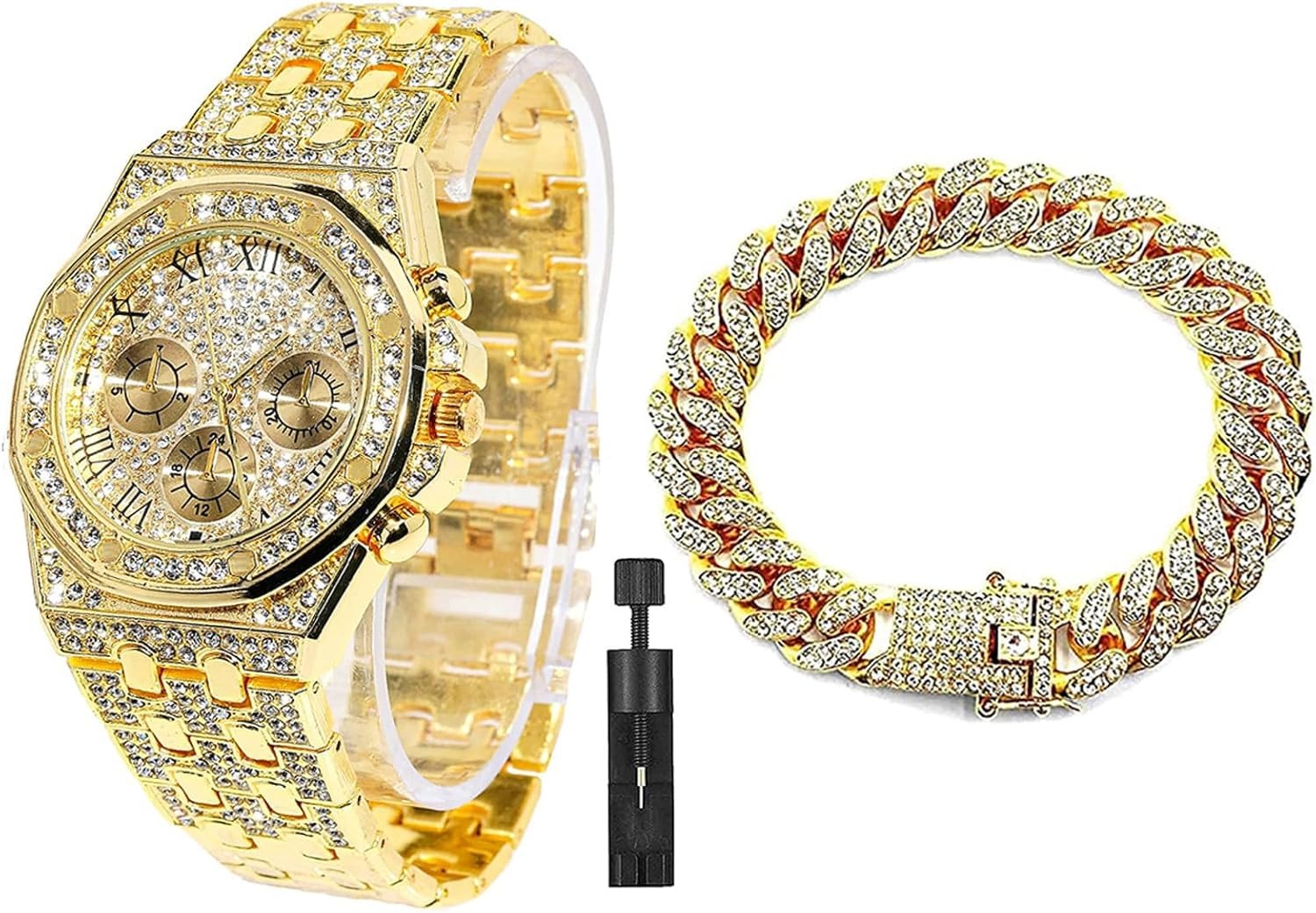 Montre en or et bracelet de 12 mm