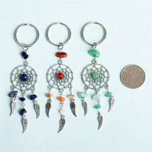 Toptan kristaller şifa el sanatları Dreamcatcher şekilli Natur çok renkli karışık ametist kuvars kristaller anahtar zincirleri satılık - Product Image 5