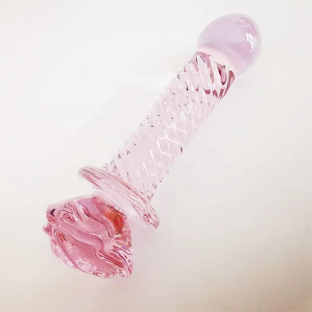 Handgemachte Kristallglas Pink Dildo Rose Penis Wieder verwendbare Sex liefert Phallus Adult Spielzeug für Frauen Damen Mädchen Mastur bator