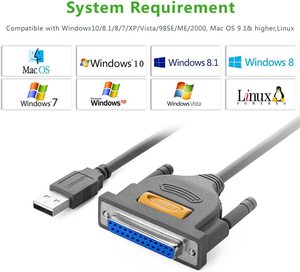 UGREEN USB至DB25并行打印机电缆适配器公母连接器IEEE 1284转换器，适用于电脑台式笔记本电脑 - Product Image 4
