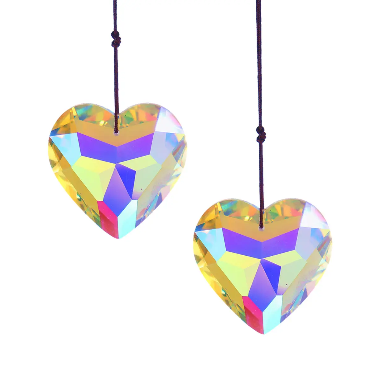 Atrapasueños de cristal en forma de corazón amor colgante Arco Iris fabricante prisma coche encantos espejo retrovisor boda recuerdos para invitados