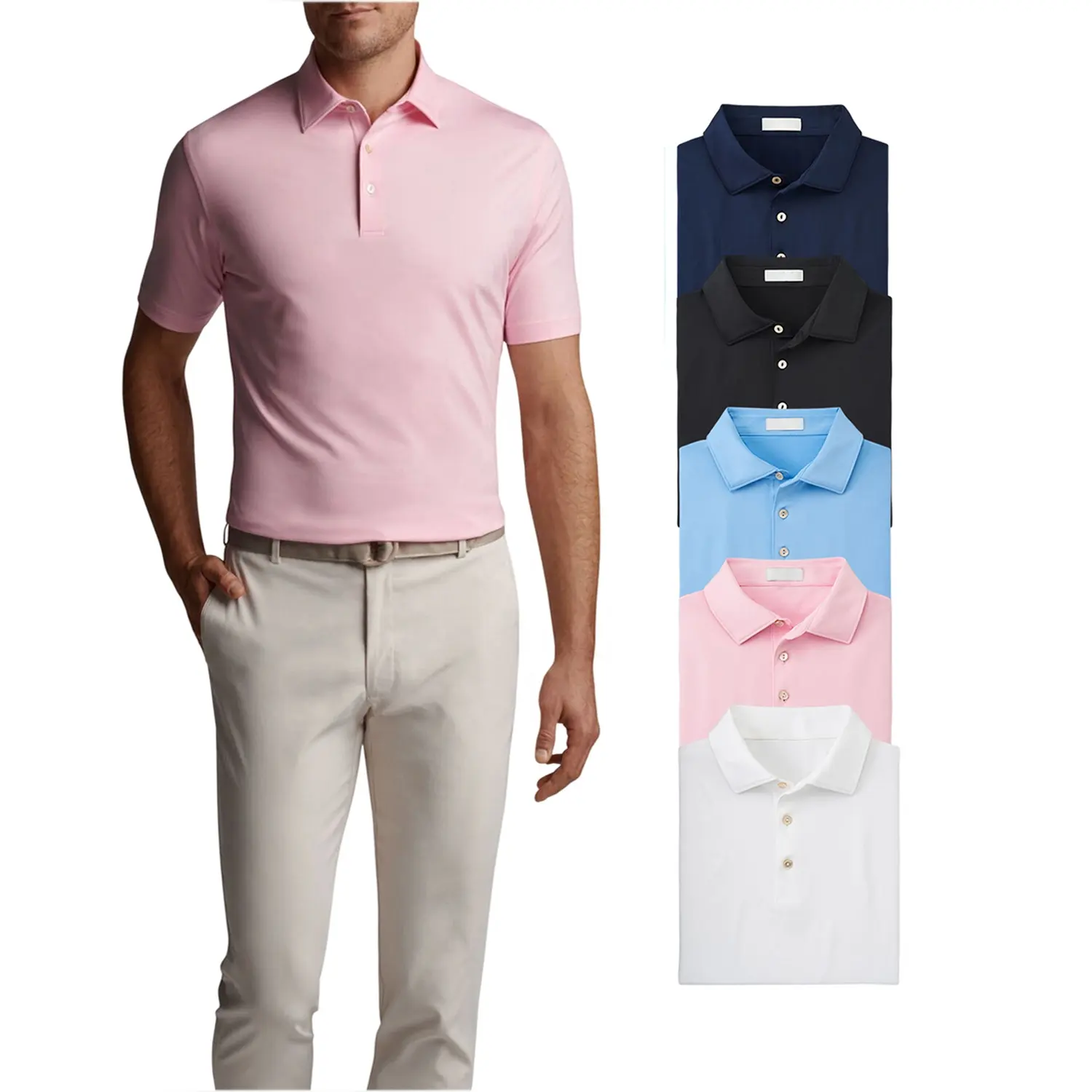 Camiseta polo de golfe de luxo de alta qualidade, secagem rápida, ajuste elegante, fabricante china