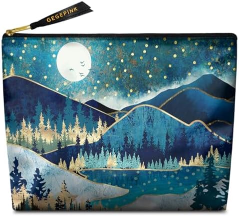 Mountain moon lake-green-makeup bags