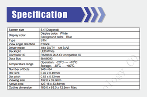 Großhandel Lcd Displays 5,4-Zoll-Punkte 240 X64 STN Lcd Display Module Controller IC RA6963L2NA oder kompatibler IC - Product Image 5