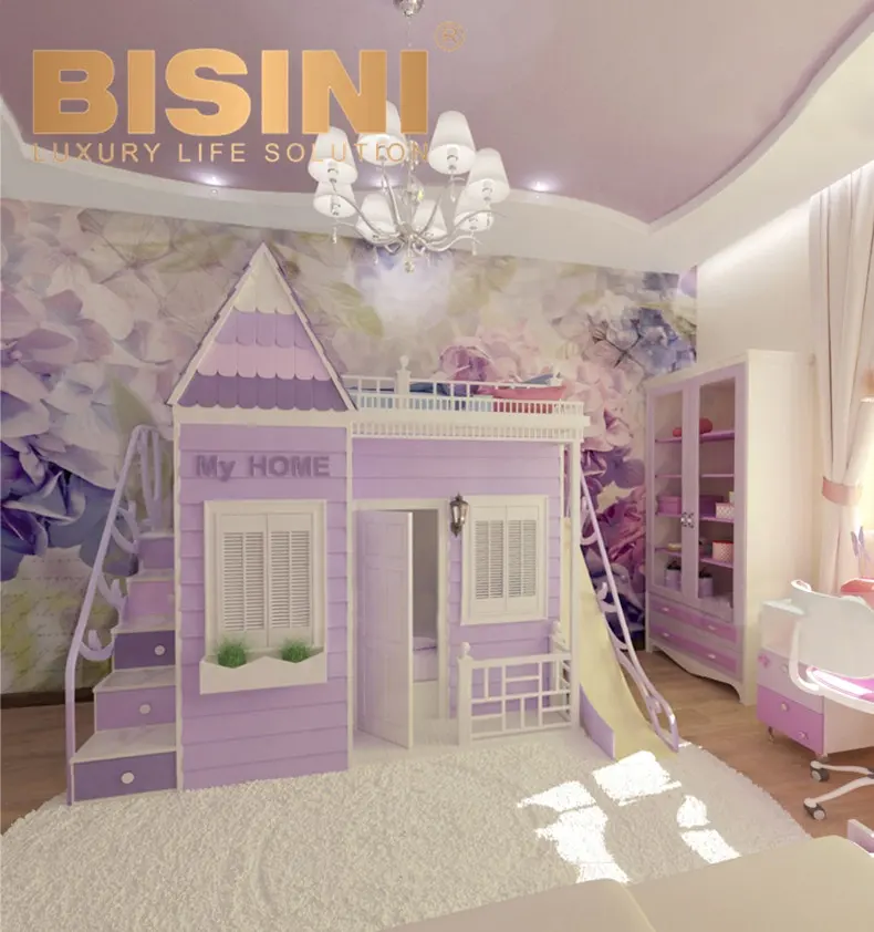 Roxo Cor Sweet Home Design All In One Meninas Princesa Beliche Móveis