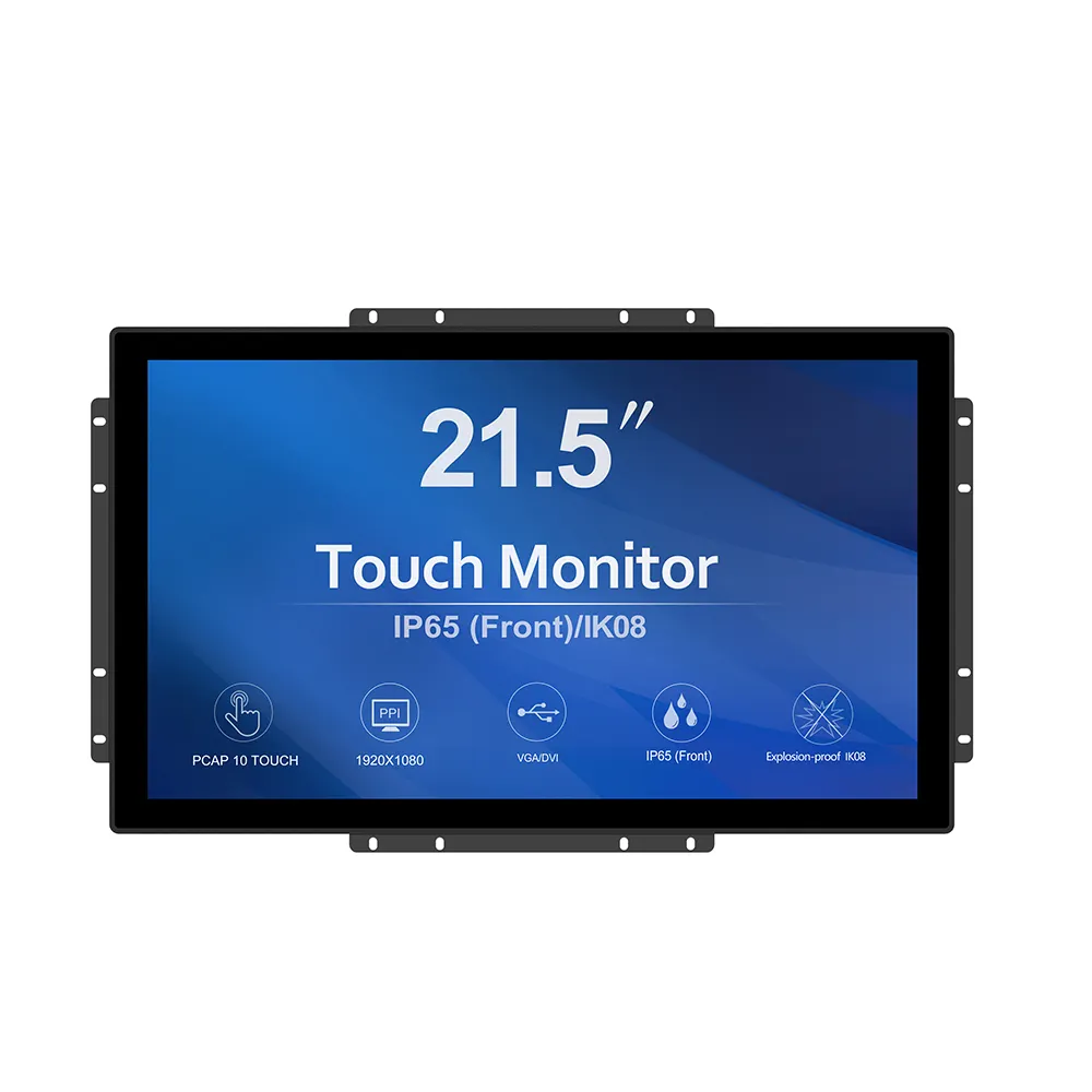 GreenTouch 21.5 inch 10 punti Da Parete Industriale Incorporato Montaggio Display Lcd di Tocco Generale Open Frame monitor Touch Screen