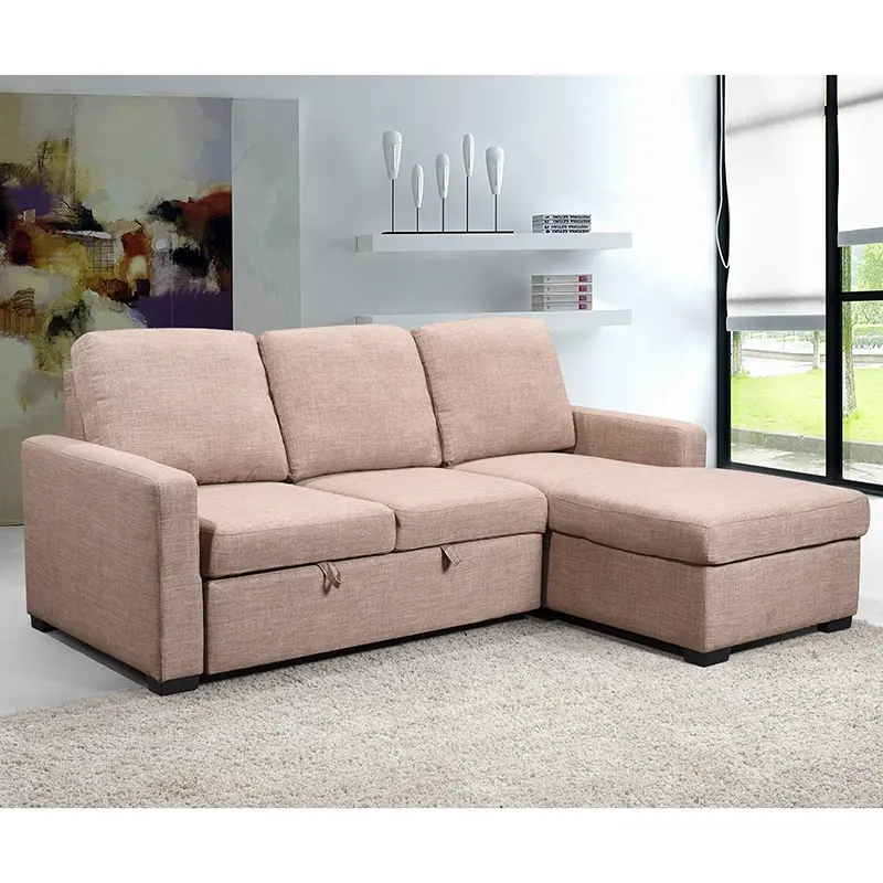 Venda quente 2P com cama prorrogável + Chaise com armazenamento cores alternativas sofás móveis sala de estar