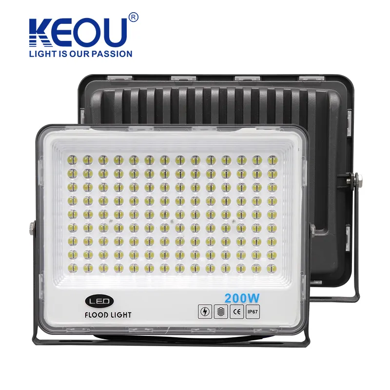 Luz LED de inundación impermeable KEOU IP67 para pueblo, largas horas de trabajo, lente única combinada, 200W, aluminio, 40, 100W, reflector led