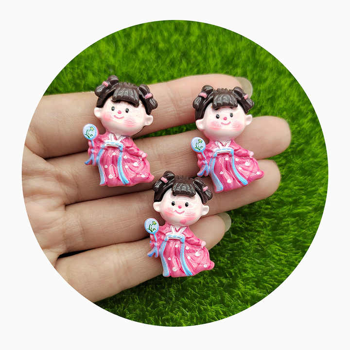 Sweet Girl Resin Cabochon Mini Figurines for Diy Handmade Jewelry Cartoon Stickers