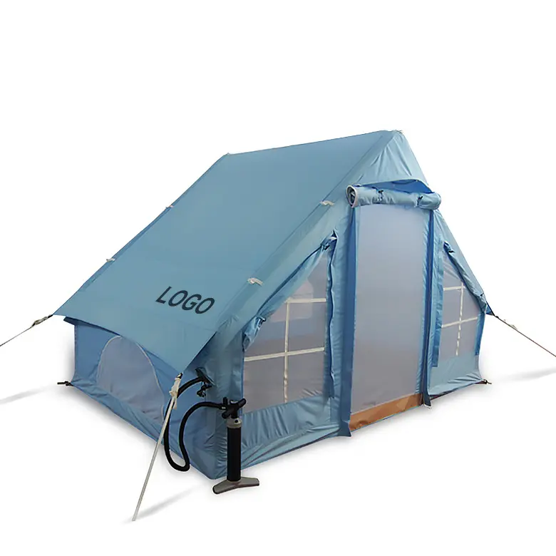 Tente gonflable de Camping, caravane Portable de luxe, tente à Air bleue, tente de maison gonflable d'extérieur