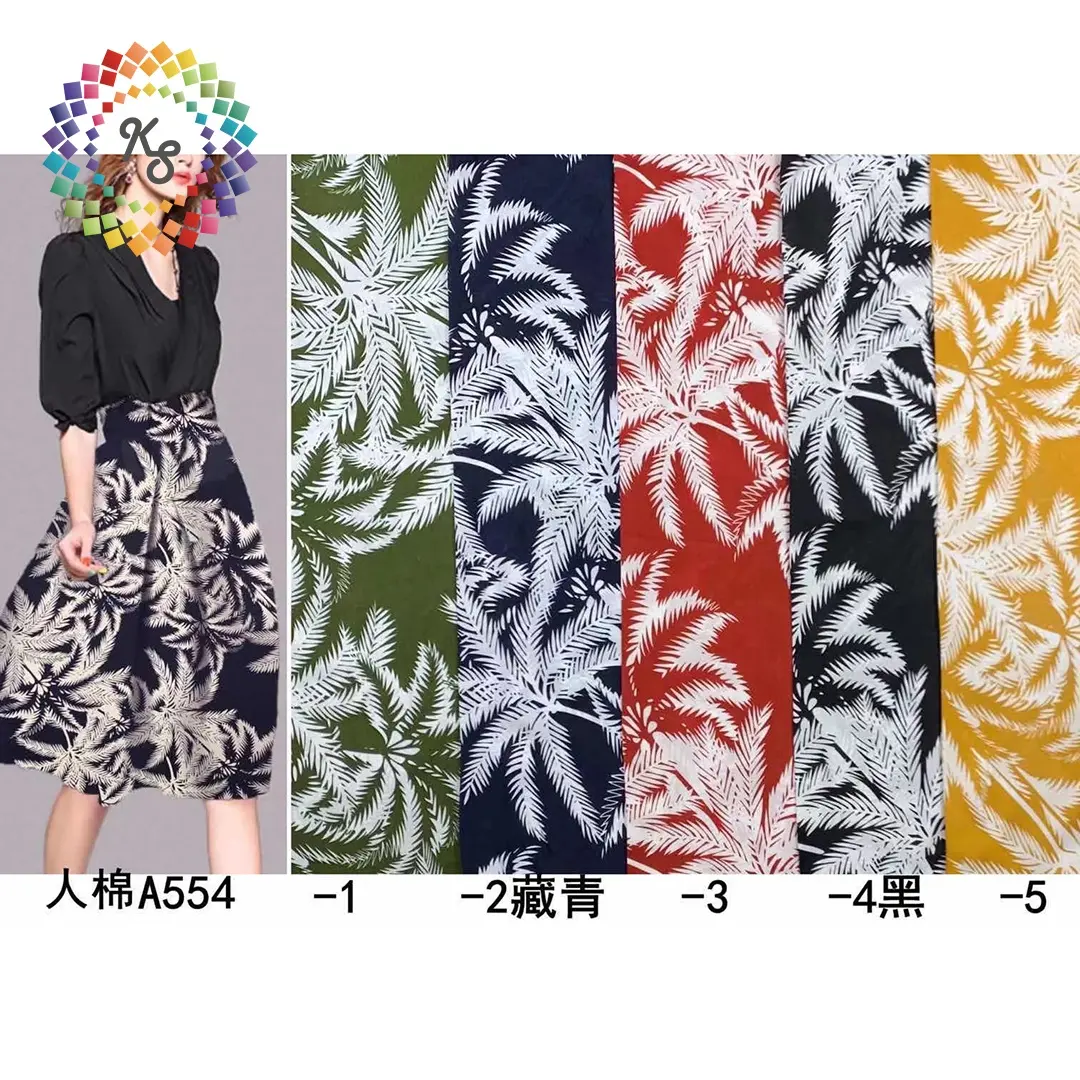 Tela tejida de rayón para camisas, tejido con estampado Tropical Hawaiano